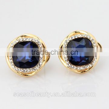 Trending hot products gold color alloy earring royal rhinestone earring