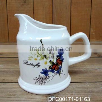 Delicate Butterfly and Flower Ceramic Jug for Water Milk Coffee Whisky
