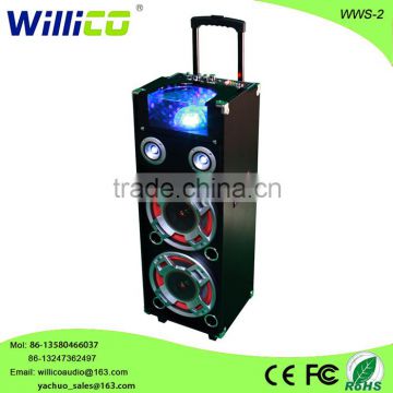 dual 10 inch portable flash light active speaker with trolley