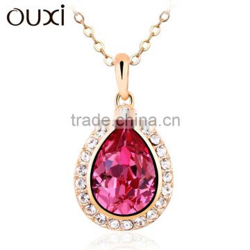 OUXI water drop crystal necklace jewelry fashion 10580 mujer joyeria collar