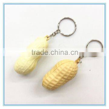 2015 promotional PU peanut shape stress ball keychain