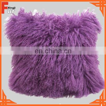 Dyed Single Color Mongolian Fur Pillow
