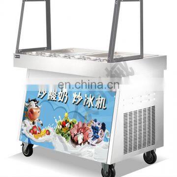 Easy Operation flat pan fry ice cream machine Double square flat pan stir fry ice cream making machine with 10 tanks
