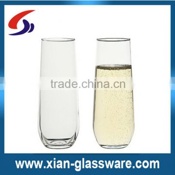 Promotional wholesale high quality clear stemless wine glass/stemless champagne glass for home/wedding
