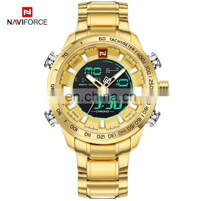 NAVIFORCE 9093 Business Dual Display Wrist Watch Stainless Steel Week Display LED Watches Custom Logo Luxury Watch Naviforce