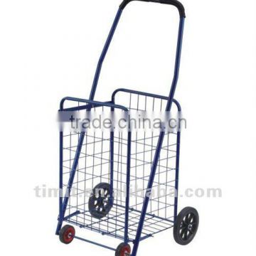 Simple Design Practical Aluminum Foldable Blue Shopping Trolley Cart