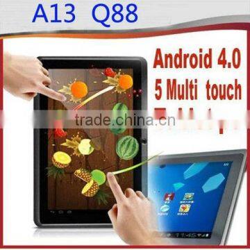 All winner a13 tablet pc 7" Q88 android 4.0 Multi Touch Screen Wifi Camera MID