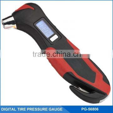 5 In 1 Digital Tire Air Pressure Gauge W/ LED Flashlight ,Seat Belt Cutter and Safety Hammer