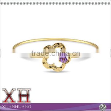Hot Sale Sterling Silver Gold Plate Flower Openable Fancy Bangle