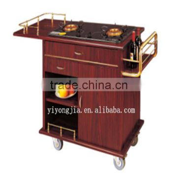 Dual head solid wood cooking trolley with competetive price
