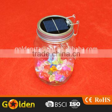 Hot Selling Lighting 4 Led Christmas Lamp Solar Sun Glass Mason Jar with Lid