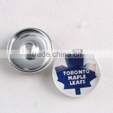 Wholesale 18mm Glass NHL Toronto Maple Leafs Snap Button Jewelry