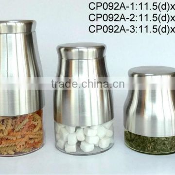 CP092TA round glass jar with stainless steel casing