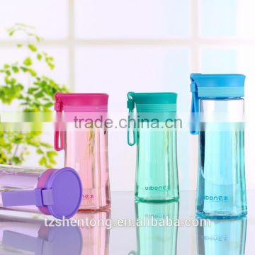 Wide mouth silicone lid portable leak proof plastic drinking water bottle