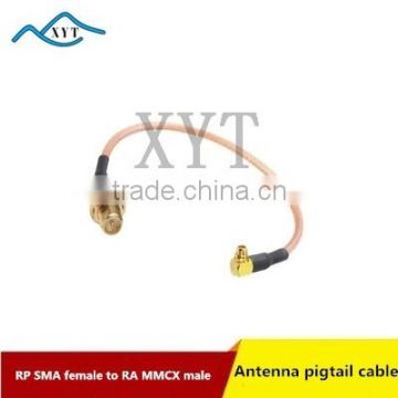 Factory Price RP SMA female to MMCX male Right Angle RG178/RG316 Antenna signal extension cable