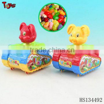 pull line tank with rabbit head + light cartoon candy toy