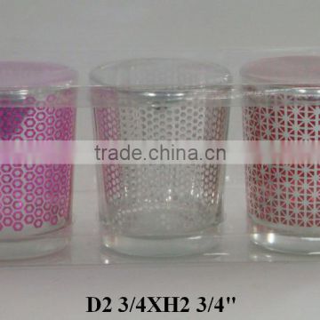 COLORFUL GLASS CANDLE HOLDER IN D 3 X H3 CM