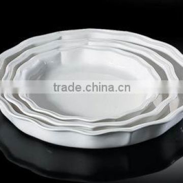 H3554 white porcelain wholesale round design bakeware ceramics