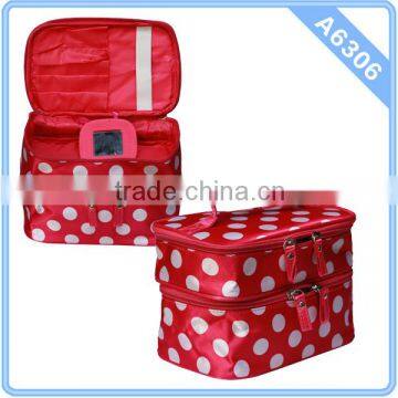 Ladies necessaries cosmetic bag with dot printing