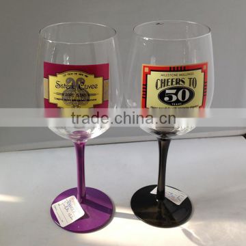 cheers to 50 ages party glass , hand painted colored stem wine party glass