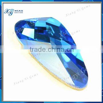 10x19mm High quality china manufacturing wholesale gemstone special crystal glass ocean blue bottom silver plated blue sapphire