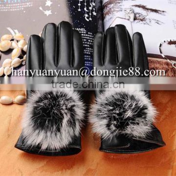 warm cool type suede fashion winter fur fingerless leather gloves