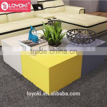 new design set of 4 coffee table mdf wood sofa side table with glossy finished 4 colors free combination side table