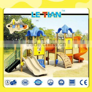 CE certificated slide playground kids plastic and wooden slide LT-2066A