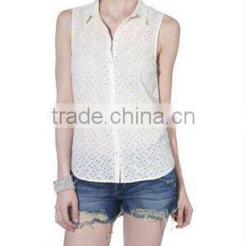 2013 Latest hollow out design for woman blouses