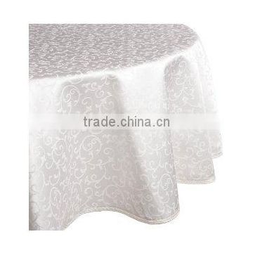 Beautiful white round jacquard polyester table cloth