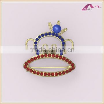 Cute Big Crystal Pearl Crown Monkey Decorative Brooch For Party Accessories