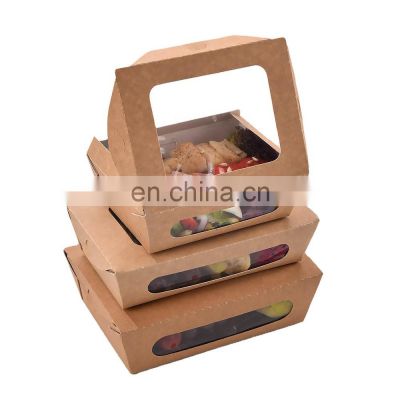 Sunkea disposable food packaging kraft paper salad box with window