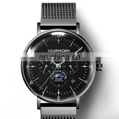 Gentleman Luxury Classic Stainless Steel Strap GUANQIN GJ16115 Men Automatic Mechanical Watches