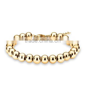 High Polished Gold Ball Beded Bracelet, Stainless Steel 25pcs 7mm Ball Beaded Wedding Bridal Bracelet