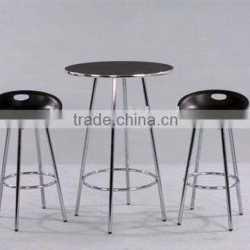 Metal bar set, wooden bar table, round bar stool