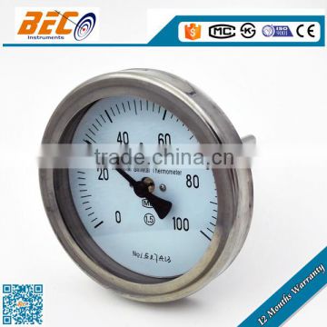 (WSS-401) 100mm diameter normal dial range pointer type center back liquid function style refrigerator temperature gauge