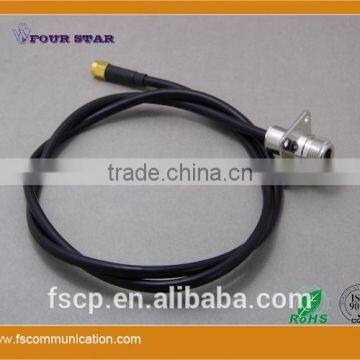 RG58 cable assembly with SMA Male Crimp to N Female Crimp 25.4mmSQ Flange Connetcors