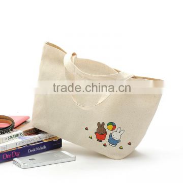 Low MOQ OEM manufacturer cute cotton canvas shopping bag white lightweight canvas wholesale tote bags