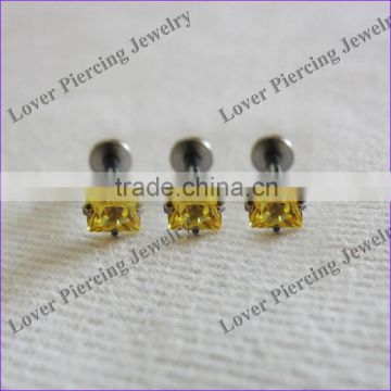 Popular Zircon High Polish Stainless Steel Custom Labret Piercing Jewelry [SS-L945A]