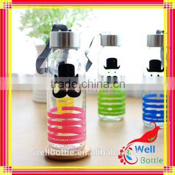 New 2016 best seller water glass bottle unbreakable glass water bottle with metal lid