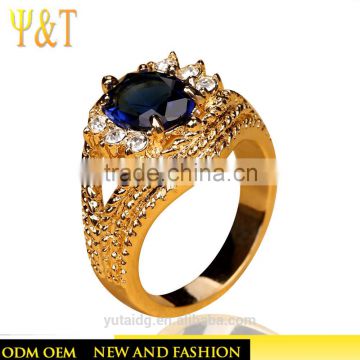 Jingli jewelry Blue Gemstone Gold Plated Wedding Ring (YJ-823)