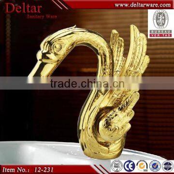 Fashionable copper basin faucet,swan style atistic golden faucet,Foshan sanitary