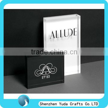 Shenzhen YUDA low price acrylic name plate block,perspex brand block