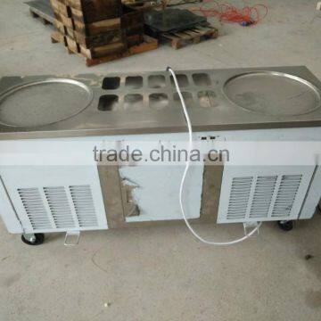 Double pan Fried Ice Cream Roll Machine with Refrigerator