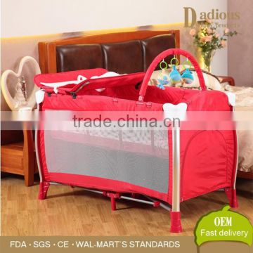 Portable Baby Cribs Metal Infant Double Bed Design with Wheel