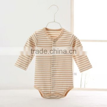 Hot sale infant clothing long sleeve stripe organic cotton baby bodysuit