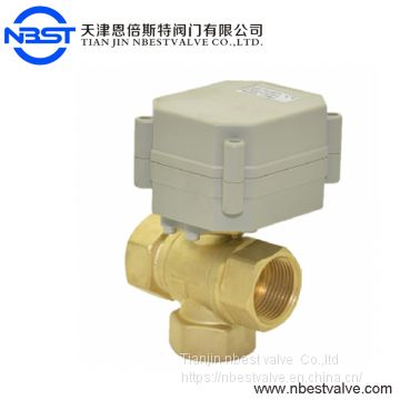 1/2 inch T type 3 Way Brass Electric Actuator Ball Valve