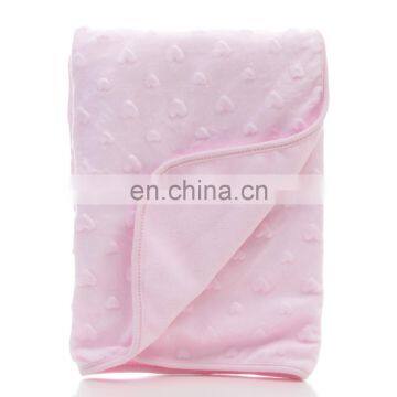 Plush Embossed Minky Dot Coral Fleece Swaddle Wrap Blanket for Baby