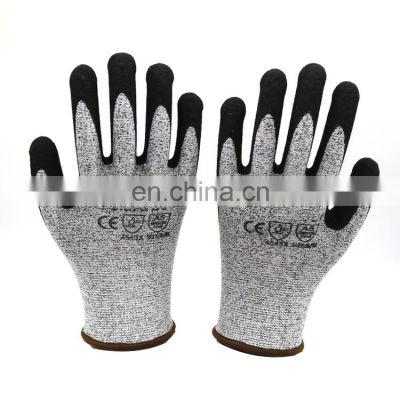 Hot Sell Level 5 Black Nitrile Dipping Glue Anti-Cutting And Wear-Resistant Work Gloves Construction