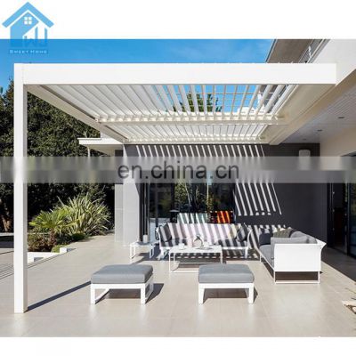 Chinese Patio Cover Balcony Metal Gazebo With Sun Shading Shutter Roof Aluminum Pergola